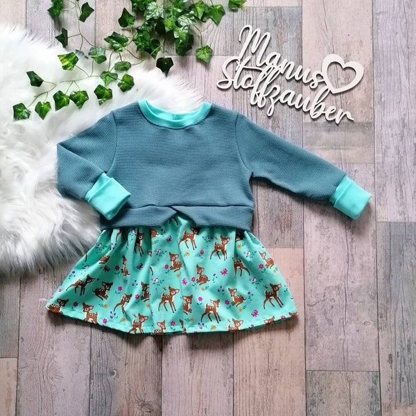 Girly Sweater Kleid Mädchen Rehe