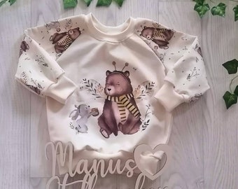 Sweater Pulli Honigbär Langarmshirt Kinder Baby