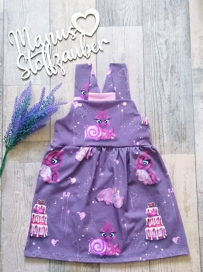 Latzkleid Sommerkleid Dino Mädchen Kinder Baby Trägerkleid Bild 1