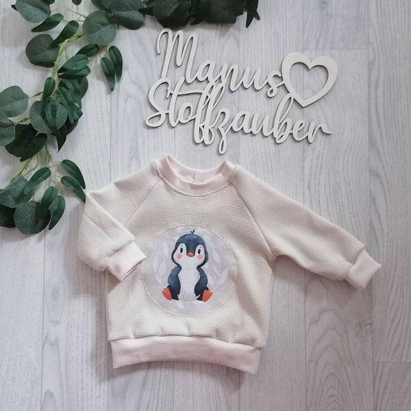 Sweater Pinguin Waffeljersey Pulli Langarmshirt Baby Kinder