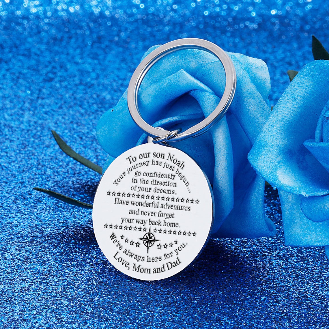Keepsake Gift For Son Custom Engraved Keychain Personalized Etsy