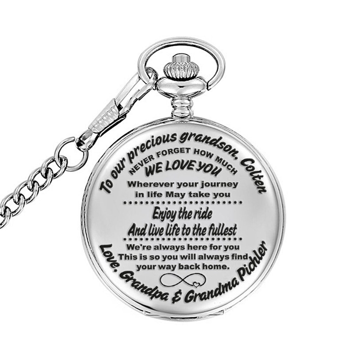 To my Grandson gift men's pocket watch Son in Law custom Etsy