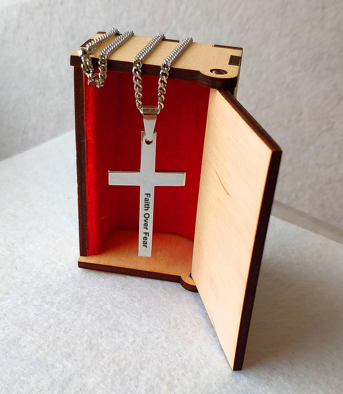 Men's engraving Cross Necklace Custom Engraved Cross Etsy