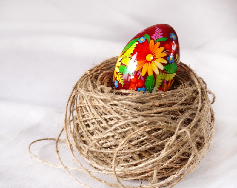 Easter egg Traditional painting technique Flowers egg Gift for easter Painted eggs in boho style Wooden egg Decor egg Cute rustic ornament