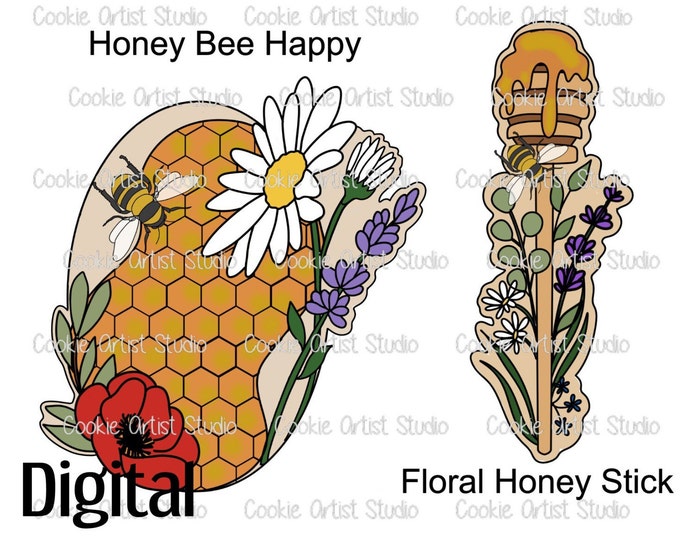 Cookie-A-Thon Sring 2024 Honey Bee Happy and Floral Stick Cutter Set DIGITAL STL file, cookie cutter to download, downloadable file only