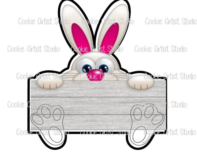 Bunny Holding a Banner Cookie Cutter and Fondant Cutter Set