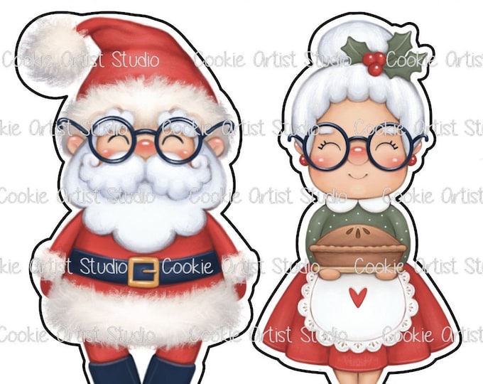 Mr. and Mrs. Claus Cookie Cutter and Fondant Cutter Set-Choose 1 or both