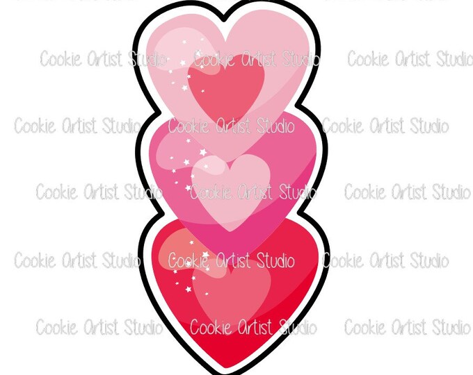 Stacked Hearts Cookie Cutter and Fondant Cutter Set