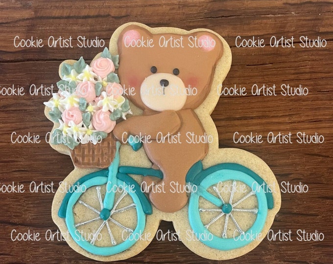 Bear on Bike Bouquet Cookie Cutters and Fondant Cutters Set
