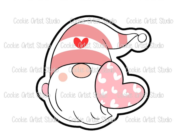 Cute Valentine Gnome Cookie Cutter and Fondant Cutter Set