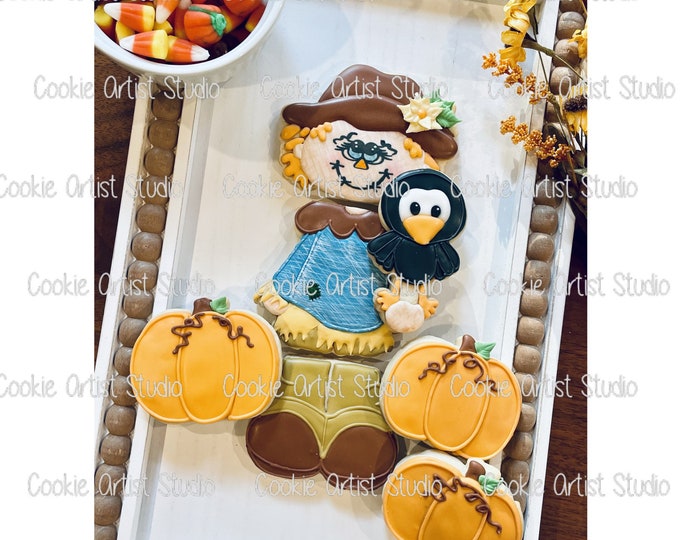 5 Piece Scarecrow Cookie Cutter and Fondant Cutter Set with optional Silk Screen Stencil