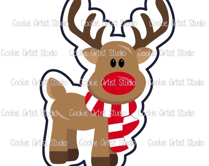Reindeer with Scarf Cookie Cutter and Fondant Cutter Set