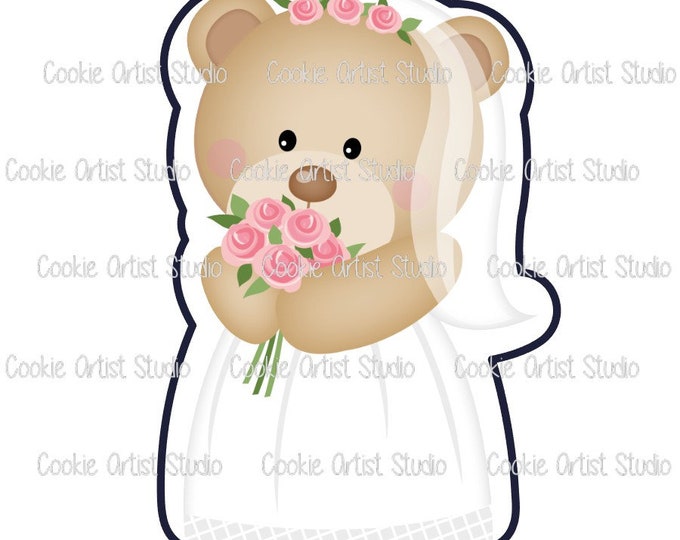 Bear Bride Cookie Cutter and Fondant Cutter Set