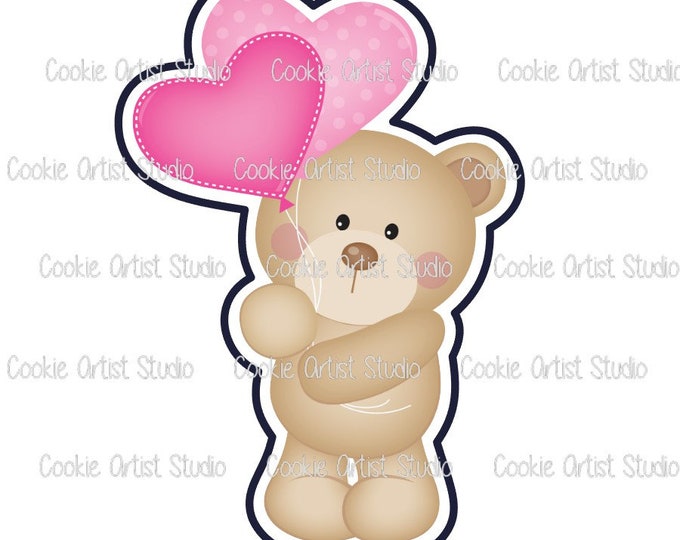 Bear Holding Heart Bouquet Cookie Cutter and Fondant Cutter Set
