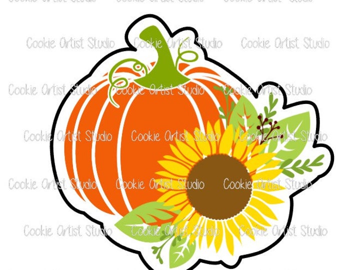 Pumpkin with Side Flower Cookie Cutter and Fondant Cutter Set