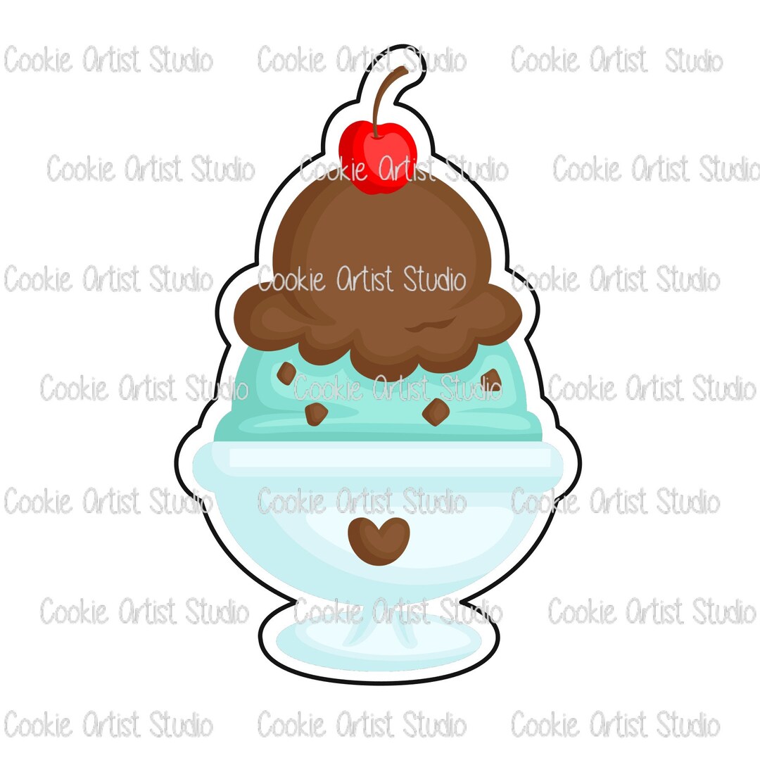 Ice Cream Sundae Cookie Cutter and Fondant Cutter Set Etsy