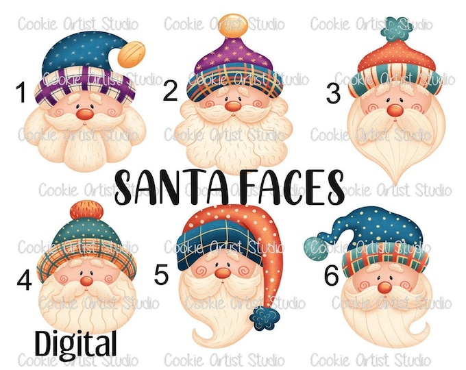 Santa Faces 3.5" DIGITAL STL file, cookie cutter to download, downloadable file only