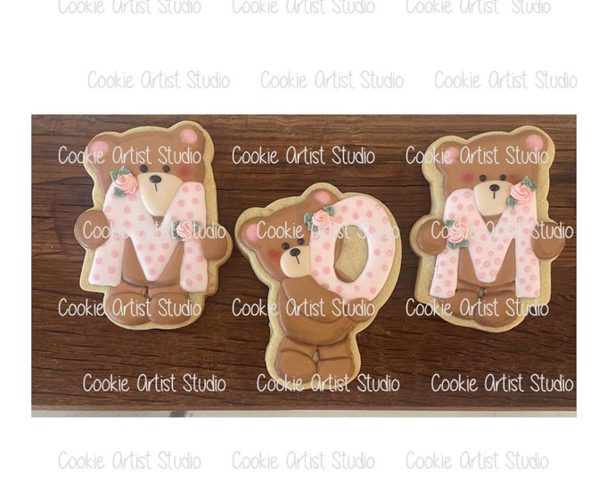 MOM Bear Bouquet Cookie Cutters and Fondant Cutters Set