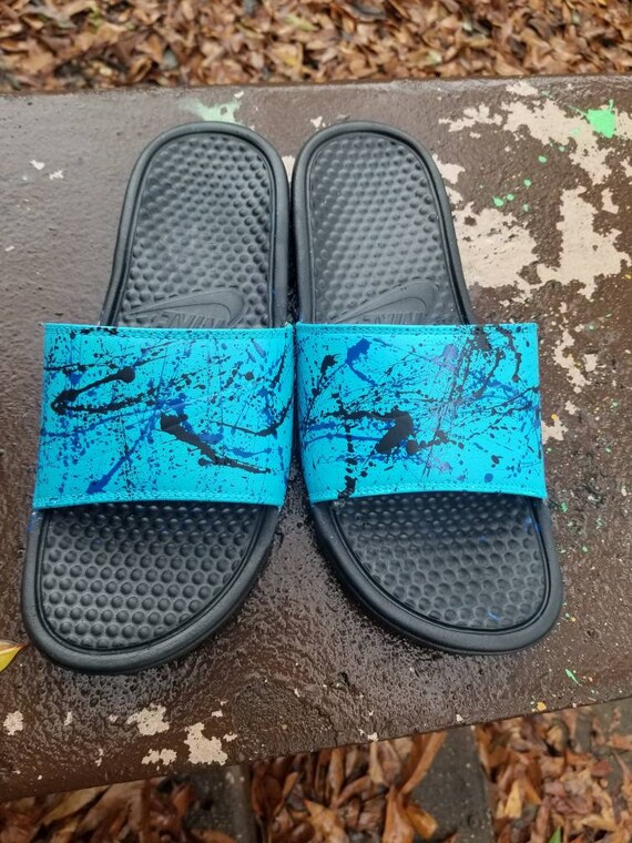 nike slides paint splatter