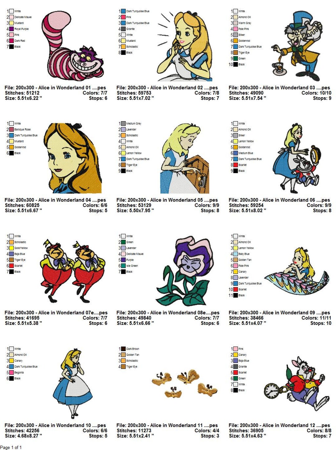 Alice in Wonderland Embroidery Design Bundle 17 Etsy