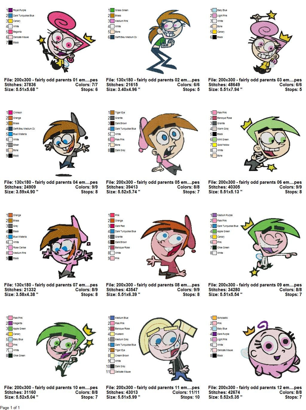 Fairly Odd Parents Embroidery Design Bundle 100 - Etsy