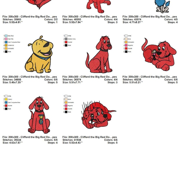 Clifford the Big Red Dog Embroidery Design Bundle 68