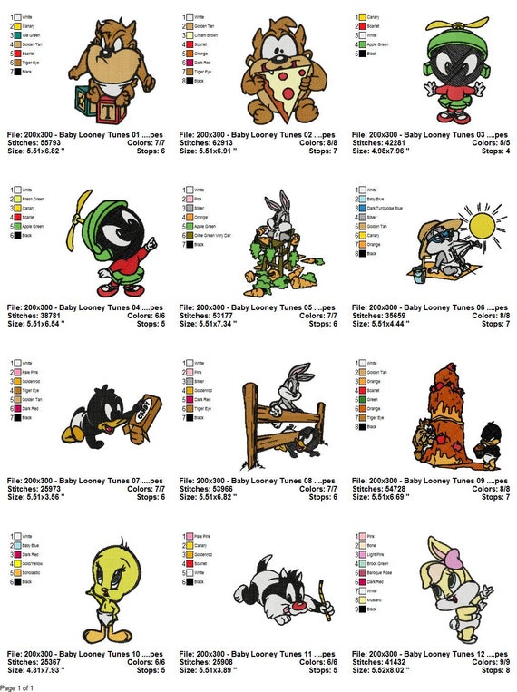 Baby Looney Tunes Embroidery Design Bundle 40 Etsy Baby Looney Tunes Embroidery Design Bundle 40 Etsy