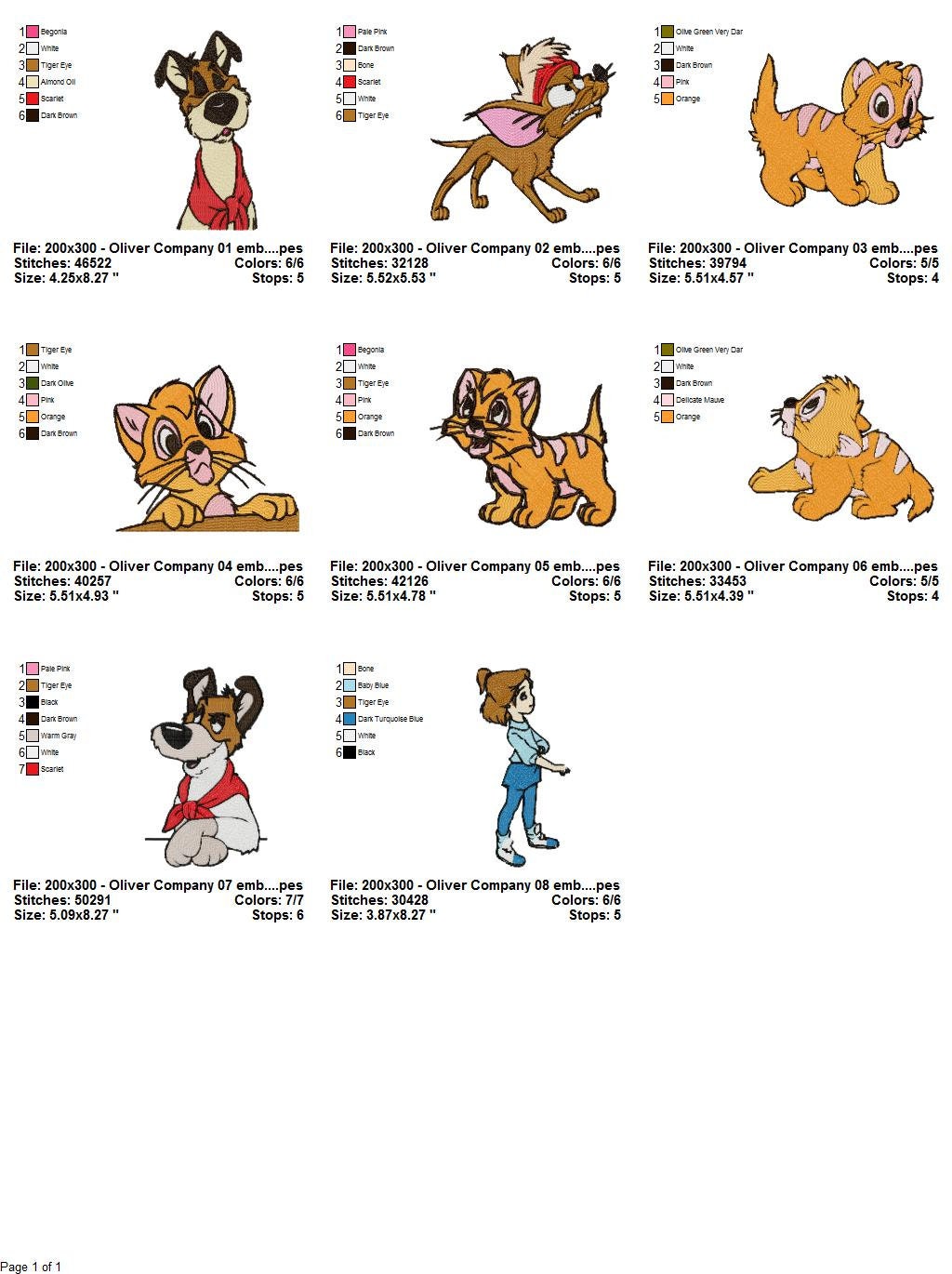 Oliver and Company Embroidery Design Bundle 149 - Etsy
