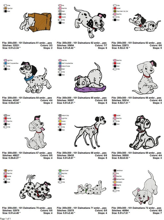 Download 101 Dalmatians Embroidery Design Bundle 6 Etsy