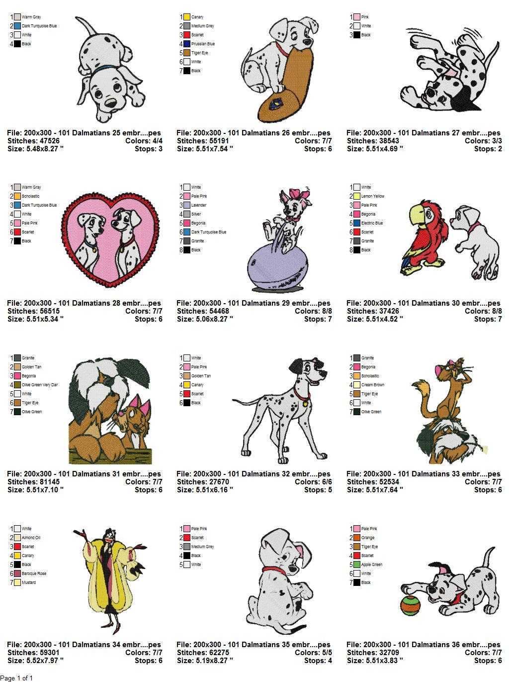 Download 101 Dalmatians Embroidery Design Bundle 3 Etsy