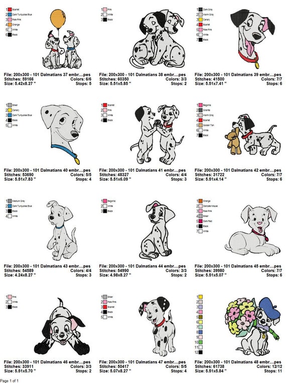 Download 101 Dalmatians Embroidery Design Bundle 4 Etsy