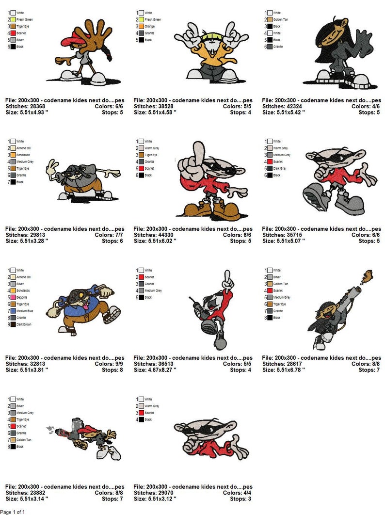 Codename Kids Next Door Embroidery Design Bundle 70