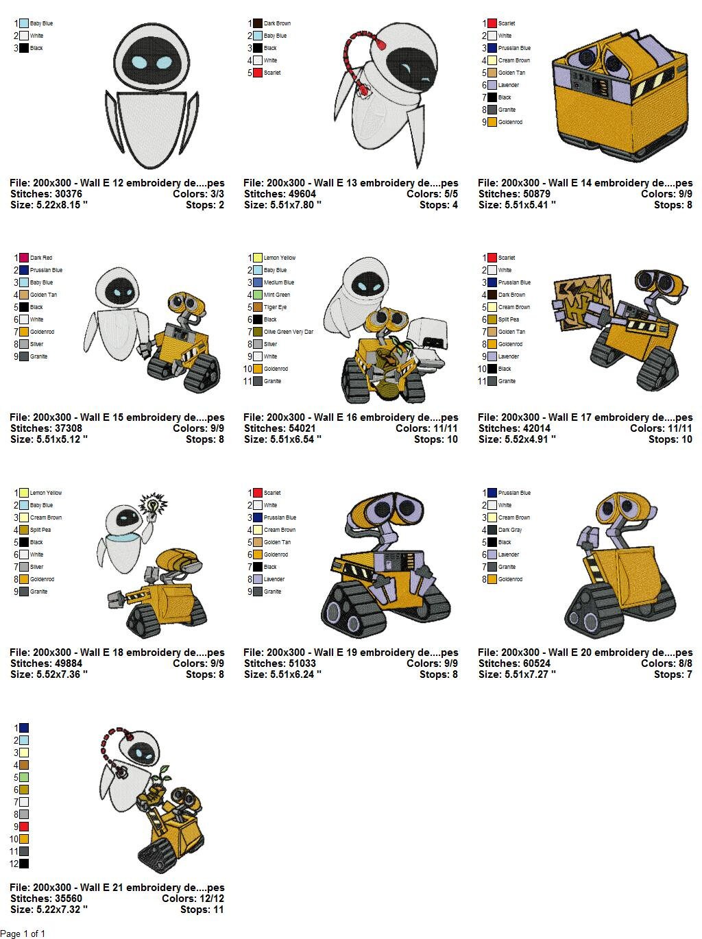 Wall E Embroidery Design Bundle 209 Etsy Australia