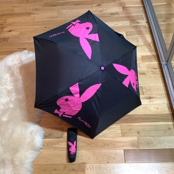 Playboy Pink Bunny Logos Black Umbrella.Original … - image 2