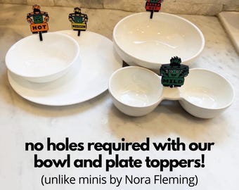 Nora Fleming Mini compatible Spice Label Dish Toppers w Clips