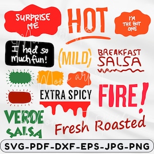 Salsa Label SVG Bundle, Hot Sauce Clipart (Digital Download)