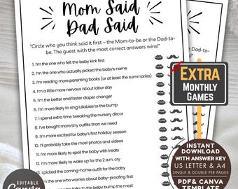 Mom Said Dad Said Baby Shower Game – Printable Quiz (PDF Download)