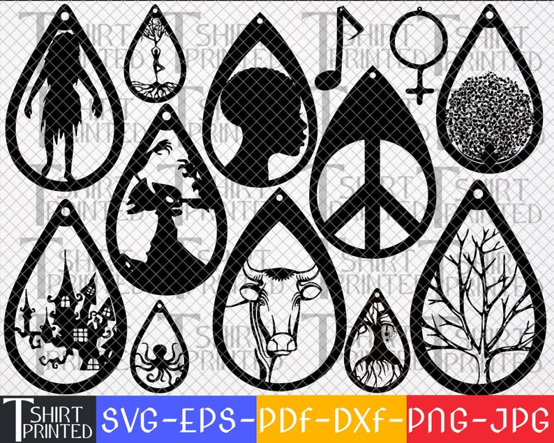 Teardrop Svg Dxf Eps Jpg Png Leather Earrings Svg Jewelry Svg,Cuttable Leather Svg Earring Svg Bundle Earring Template Svg Pdf.
