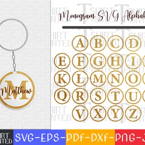 Keychain Svg, Monogram Svg Alphabet, Keychain Design, Monogram Svg, Frame Monogram Svg, Key Fob Svg, Dxf, Png, Eps, Jpg, Pdf.