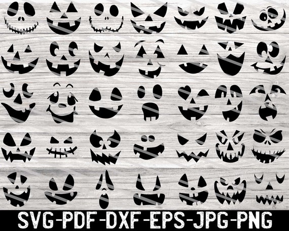 Pumpkin Face Svg Bundle Cute Halloween Faces Svg Pumpkin