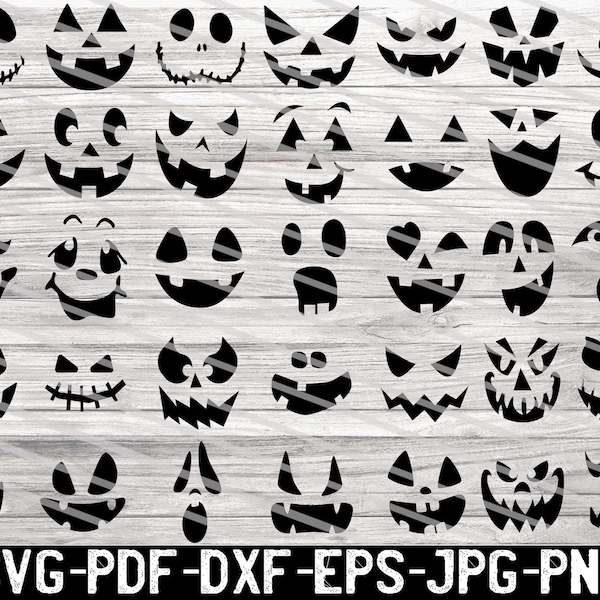 Pumpkin Face Svg Bundle, Cute Halloween Faces Svg, Pumpkin Clipart Pack, Nightmare Svg, Halloween Svg, Dxf, Png, Eps, Jpg, Pdf.