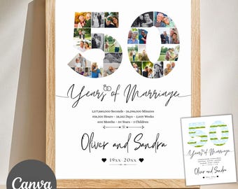 50th Anniversary Photo Collage Gift | Canva Template (Digital Download)