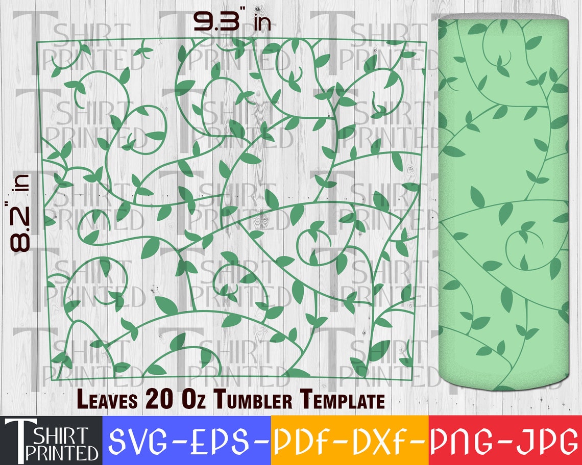 Leaves Tangram Tumbler Svg Template 20 Oz Skinny Pattern Svg - Etsy