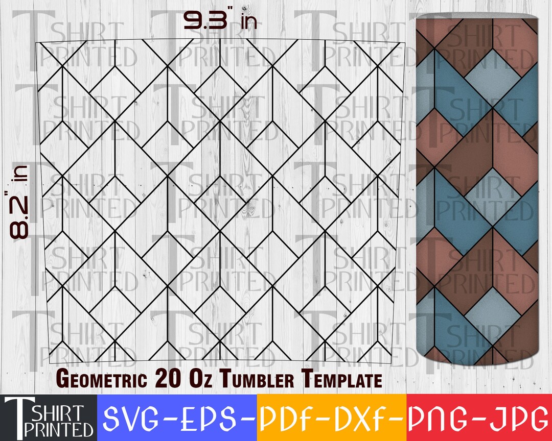 Geometric Tangram Tumbler Svg Template 20 Oz Skinny, Pattern Svg