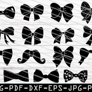 弓 SVG バンドル、蝶ネクタイ SVG、弓ベクター、弓 SVG ファイル、弓クリップアート、応援弓 SVG、DXF、PNG、Eps、Jpg、Pdf。