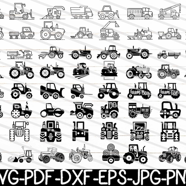 Tractor Svg Bundle, Tractor Svg, Farm Tractor Svg, Farming Svg, Farm Life Svg, Tractor Silhouette Svg, Dxf, Png, Eps, Jpg, Pdf.