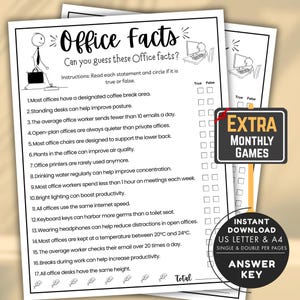 Office Facts Trivia Game, Workplace Icebreaker (Printable PDF)