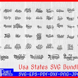 50 US Staaten Bundle Bundle, 50 Staaten SVG, 50 Staaten Clipart, USA Karte, SVG-Datei, Dxf, Png, Eps, Jpg, Pdf.