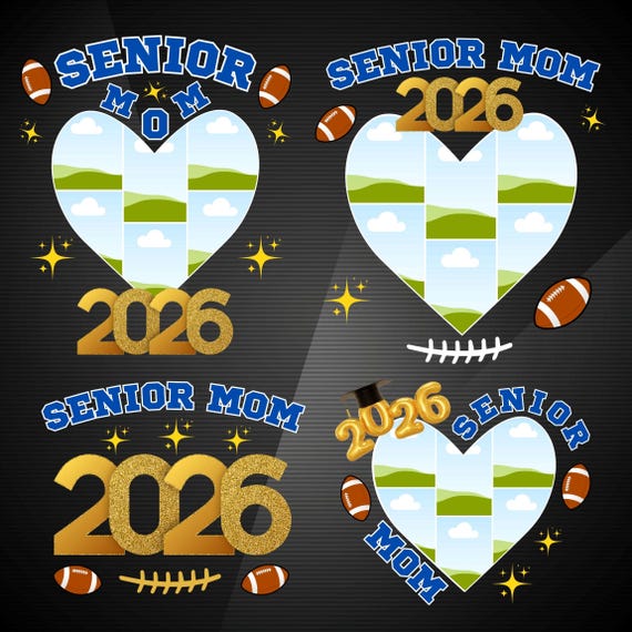 Senior Mom 2026 Football PNG & Canva Template: Graduation Shirt Design + Trivia Games