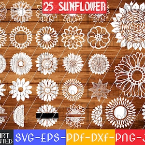 Sunflower Svg, Flower Svg, Half Sunflower Svg, Sunflower Clipart, Sunflower Bundle Svg, Dxf, Png, Eps, Jpg, Pdf.